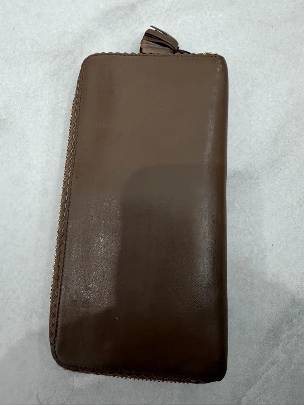 Loewe Buttery Soft Leather Zip Around Wallet in Taupe Exterior & Black Interior